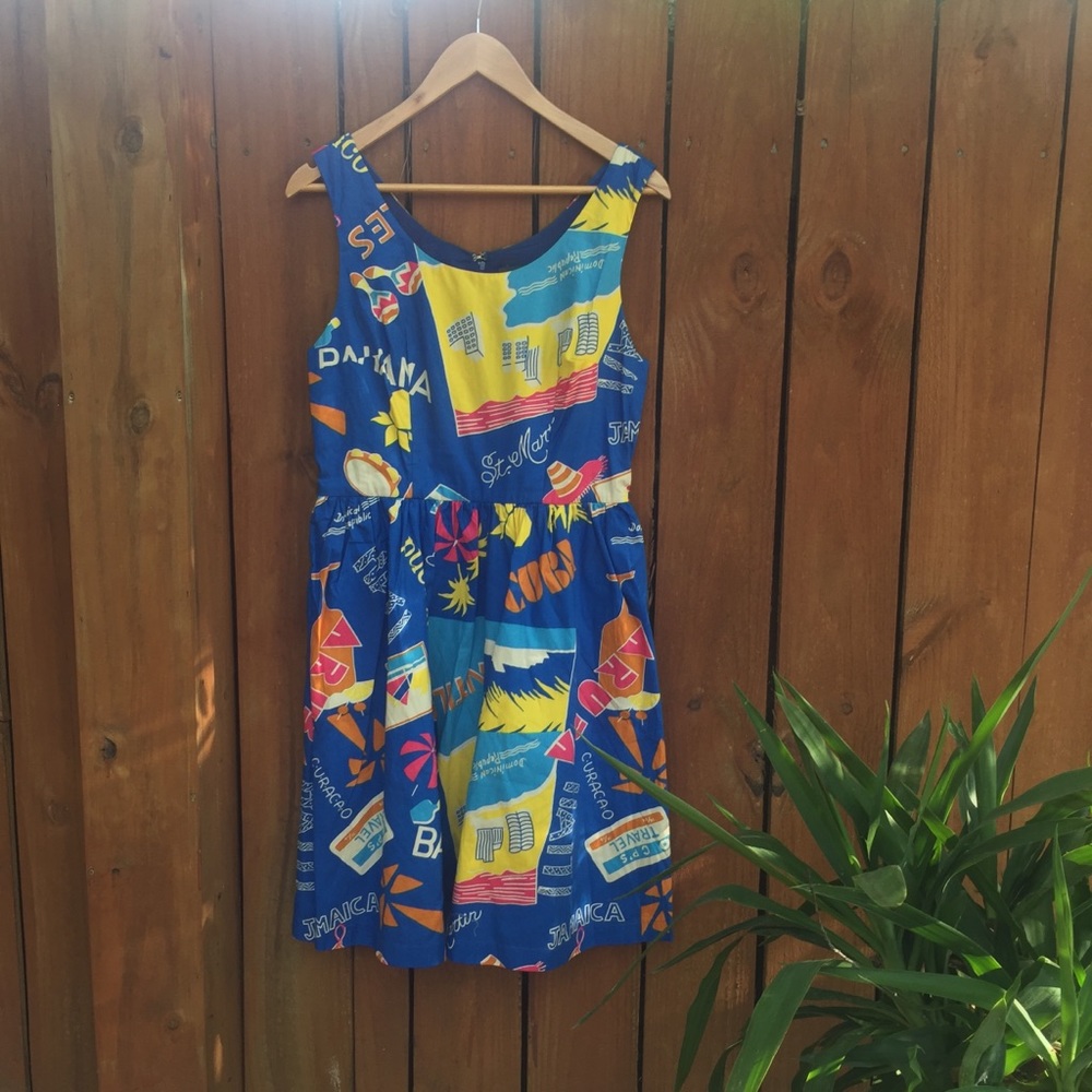 Modcloth Optimistic Effect Travel Print Dress NWT